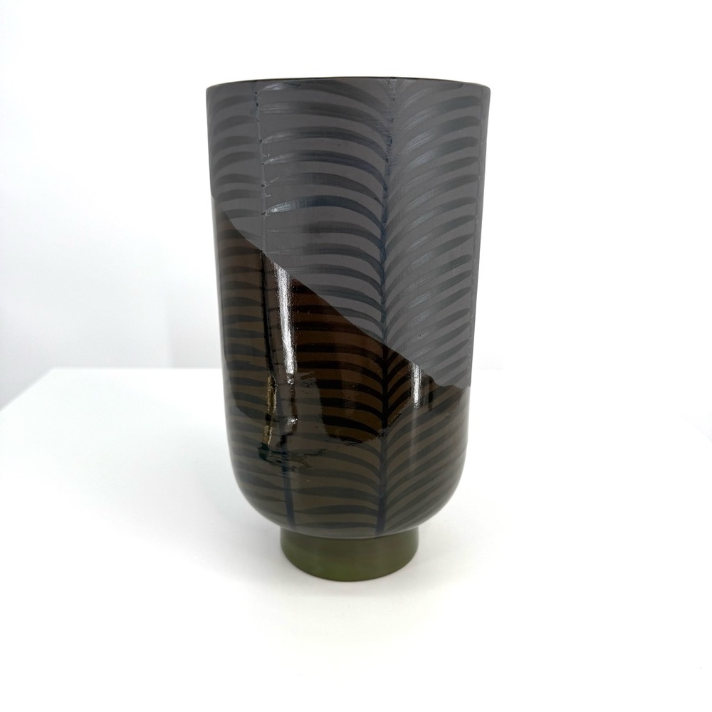 West Elm Green Carla Peters Modern Fern Leaf Glazed Large Vase NWT